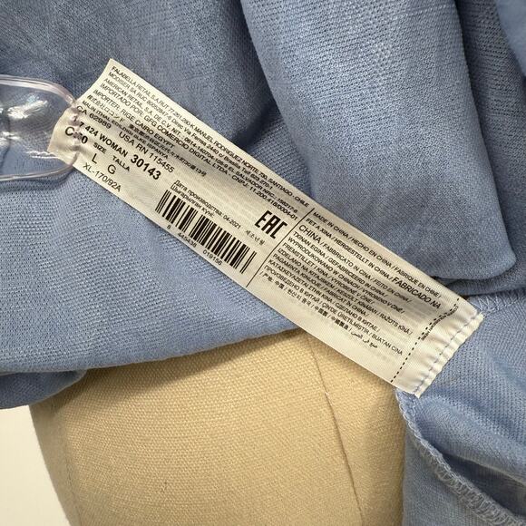 MANGO Light Blue Chambray Cross Back Tiered Midi Dress, Size 8 - Picture 5 of 6